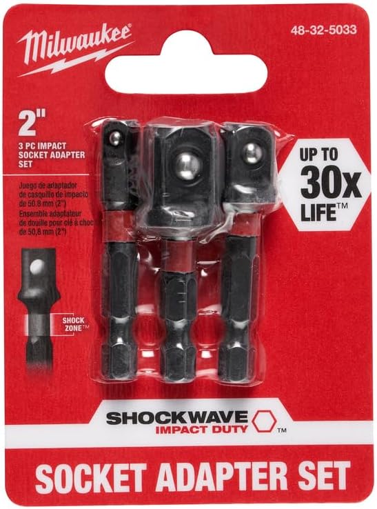 Milwaukee 48-32-5033 Power Drill Bit Extensions Shockwave Socket Adapter Set, 1/4"