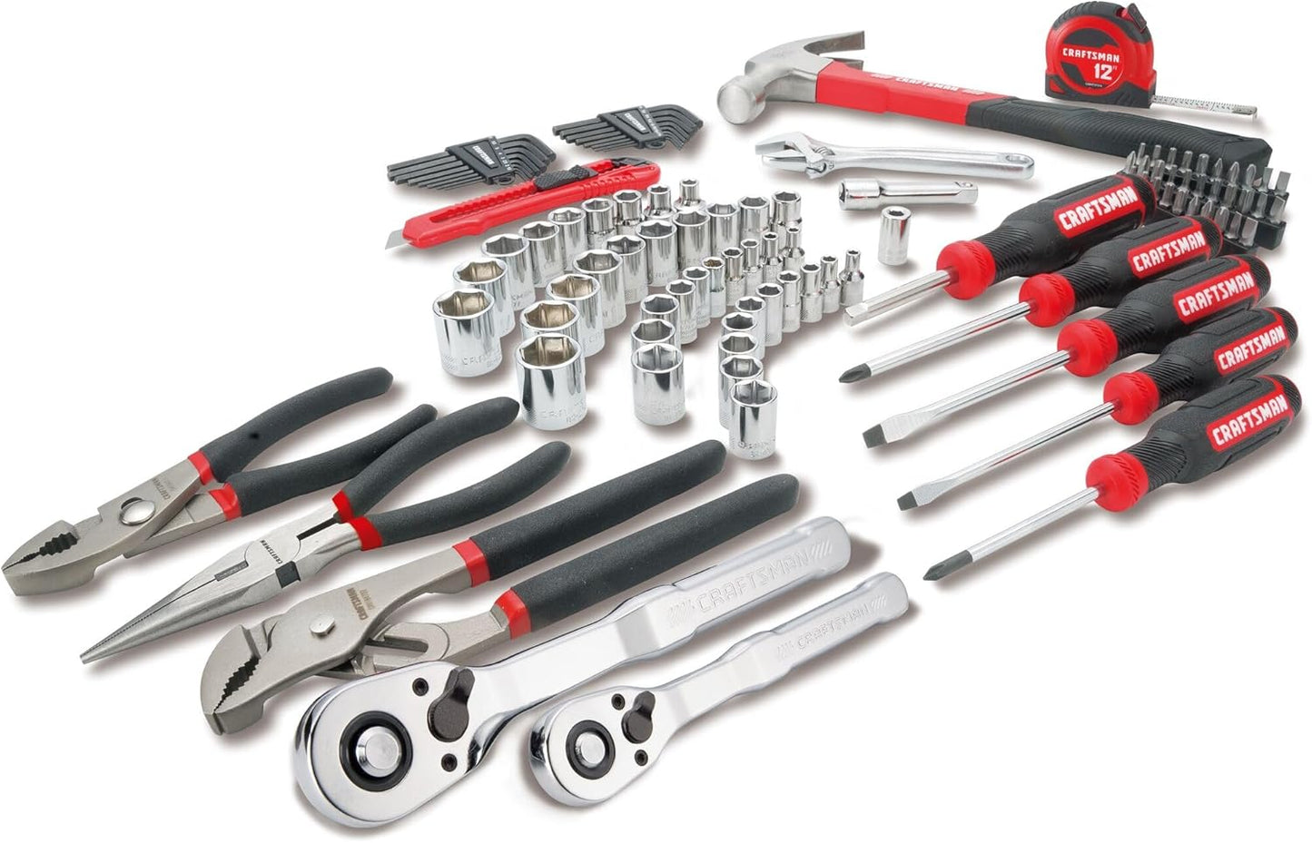 CRAFTSMAN 102-Piece Tool Kit for Home and Car, Durable Hand Tool Set with SAE/Metric Sockets (CMMT99449)