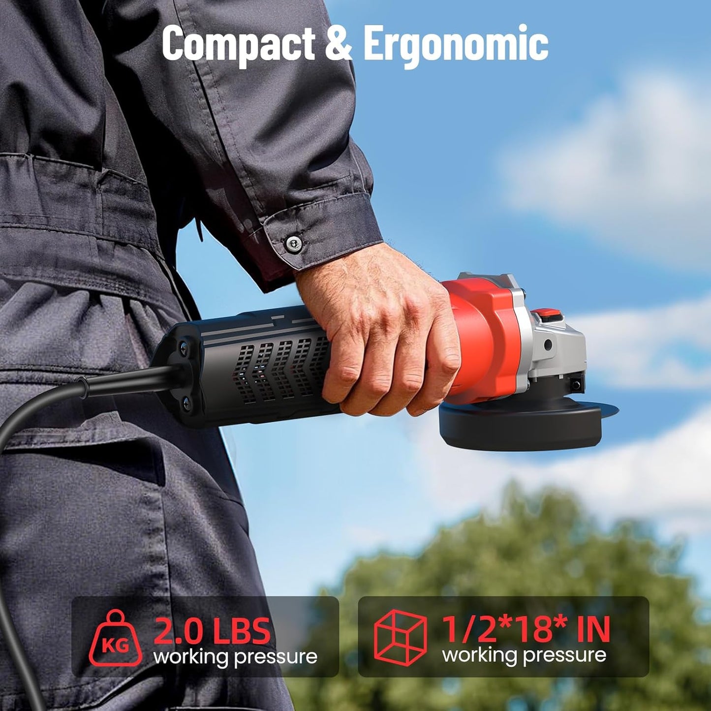 Angle Grinder 10 Amp, 4-1/2 inch Power Angle Grinder Tools with 13000 RPM, 1200W Small Angle Grinder for Cutting, Grinding, Polishing