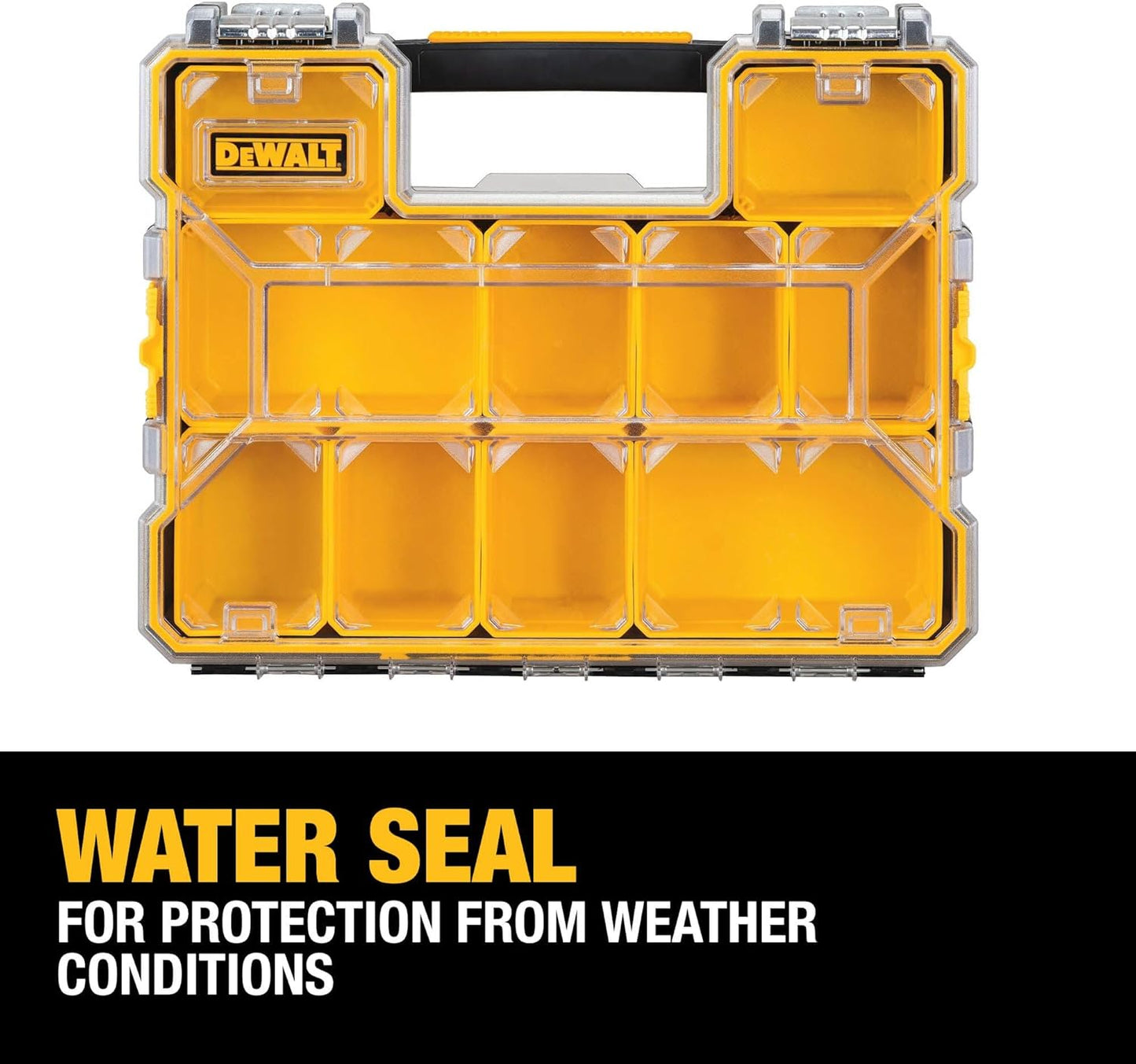 DEWALT Small Parts Organizer, Hardware Storage Box with Removable Dividers, 10-Compartment (DWST14825)
