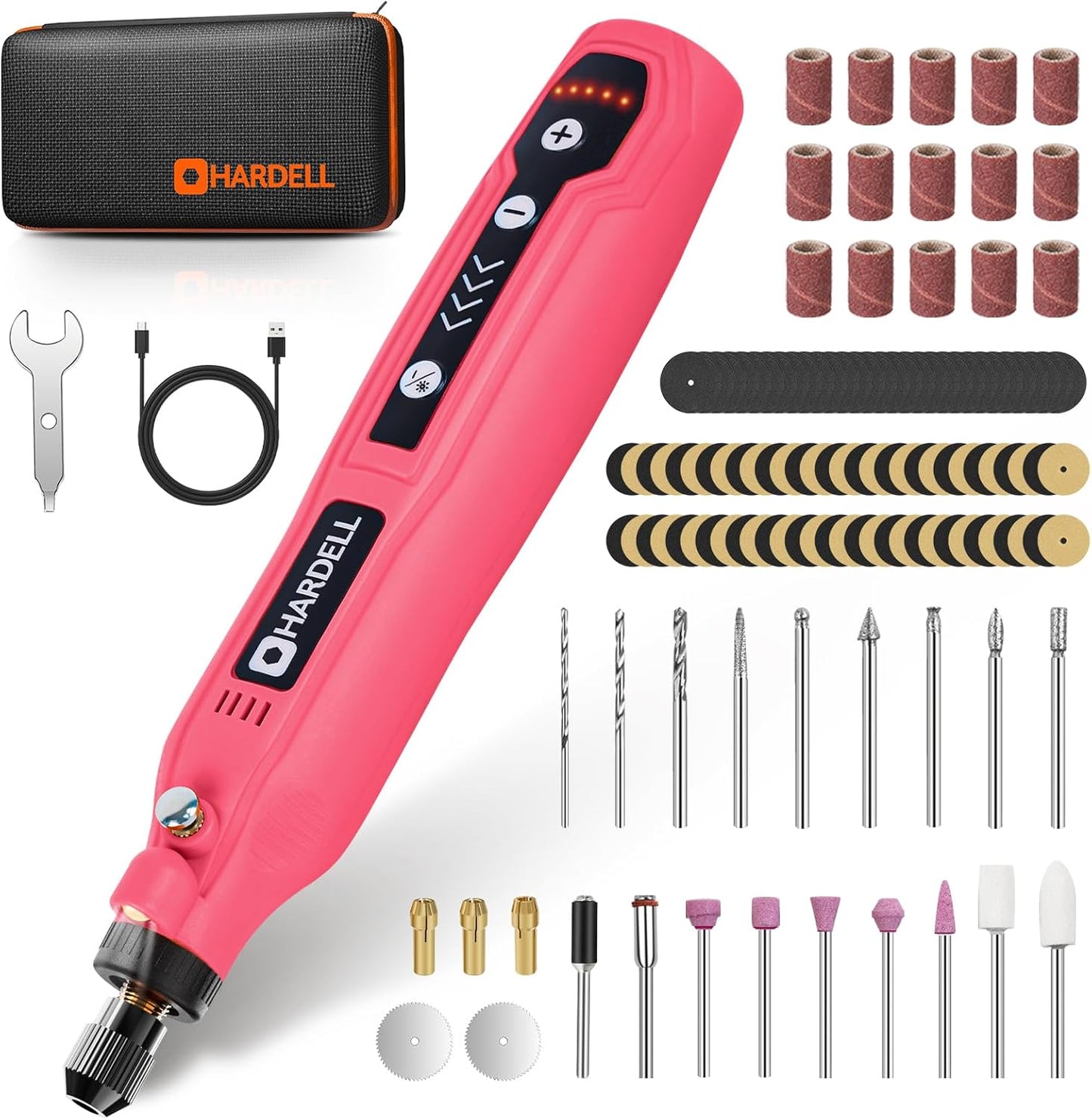 HARDELL Mini Cordless Rotary Tool, 5-Speed 3.7V rechargeable Rotary Tool Kit with 69 Accessories, USB Charging Multi-Purpose Power Tool for Sanding, Polishing, Drilling, Etching, Engraving, DIY Crafts