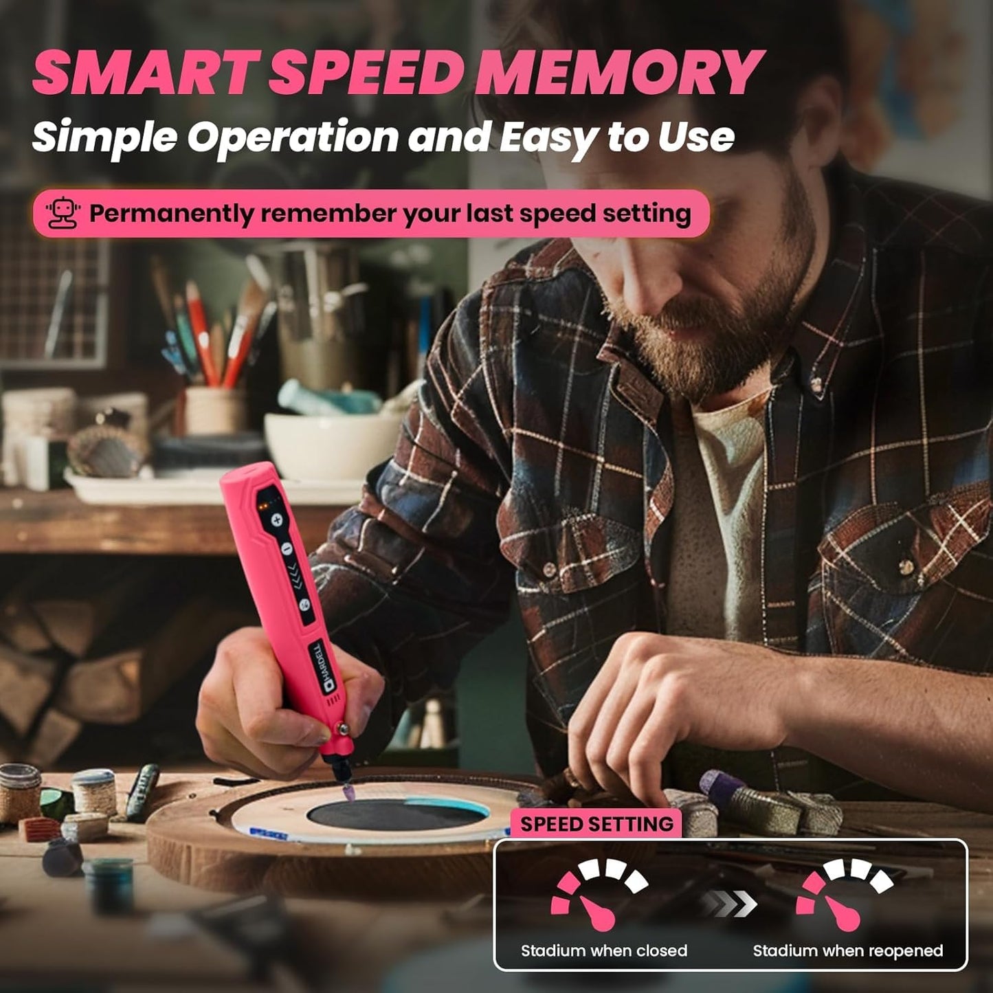 HARDELL Mini Cordless Rotary Tool, 5-Speed 3.7V rechargeable Rotary Tool Kit with 69 Accessories, USB Charging Multi-Purpose Power Tool for Sanding, Polishing, Drilling, Etching, Engraving, DIY Crafts