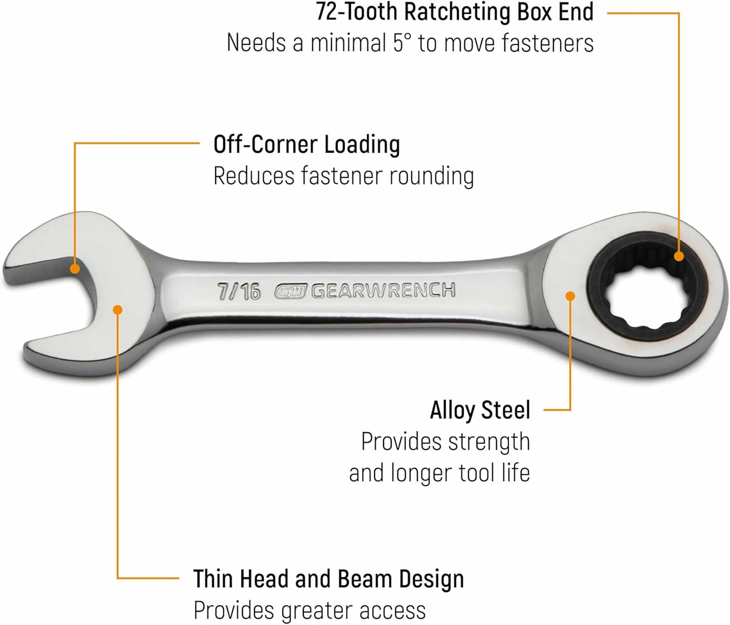 GEARWRENCH 14 Pc. 12 Point Stubby Ratcheting SAE/Metric Combination Wrench Set - 85206