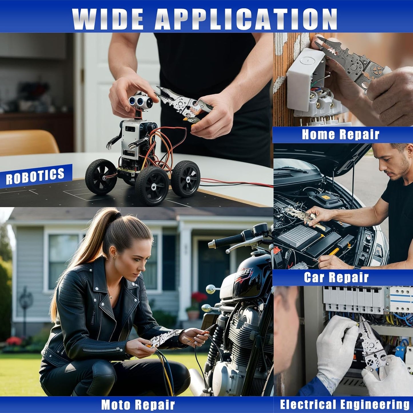Multi-function Wire Stripper Tool Electrical, 9-in-1 Wire Cutter & Wire Crimping Tool, Adjustable AWG 6-16, Comfortable Grip and Refined Craftsmanship