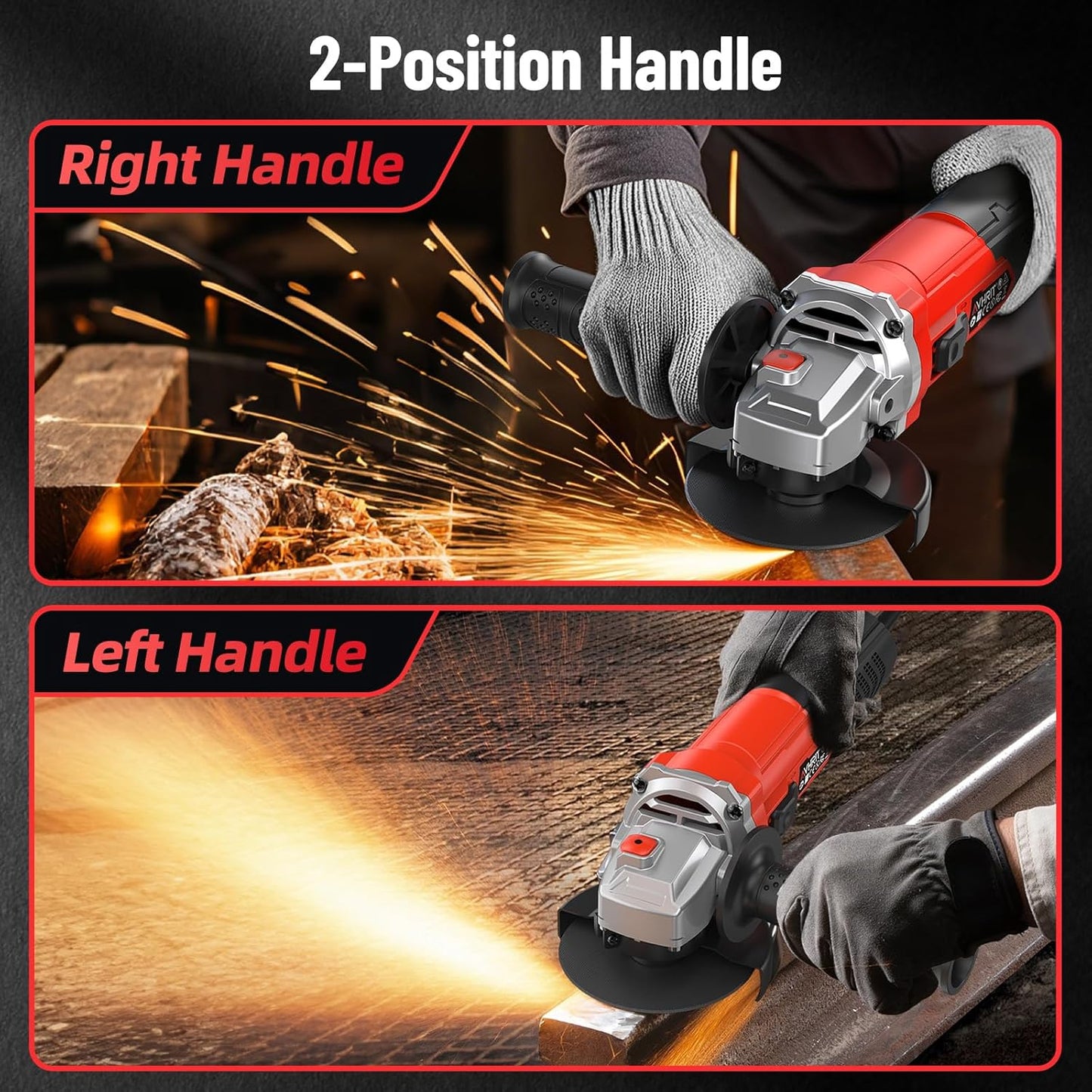 Angle Grinder 10 Amp, 4-1/2 inch Power Angle Grinder Tools with 13000 RPM, 1200W Small Angle Grinder for Cutting, Grinding, Polishing