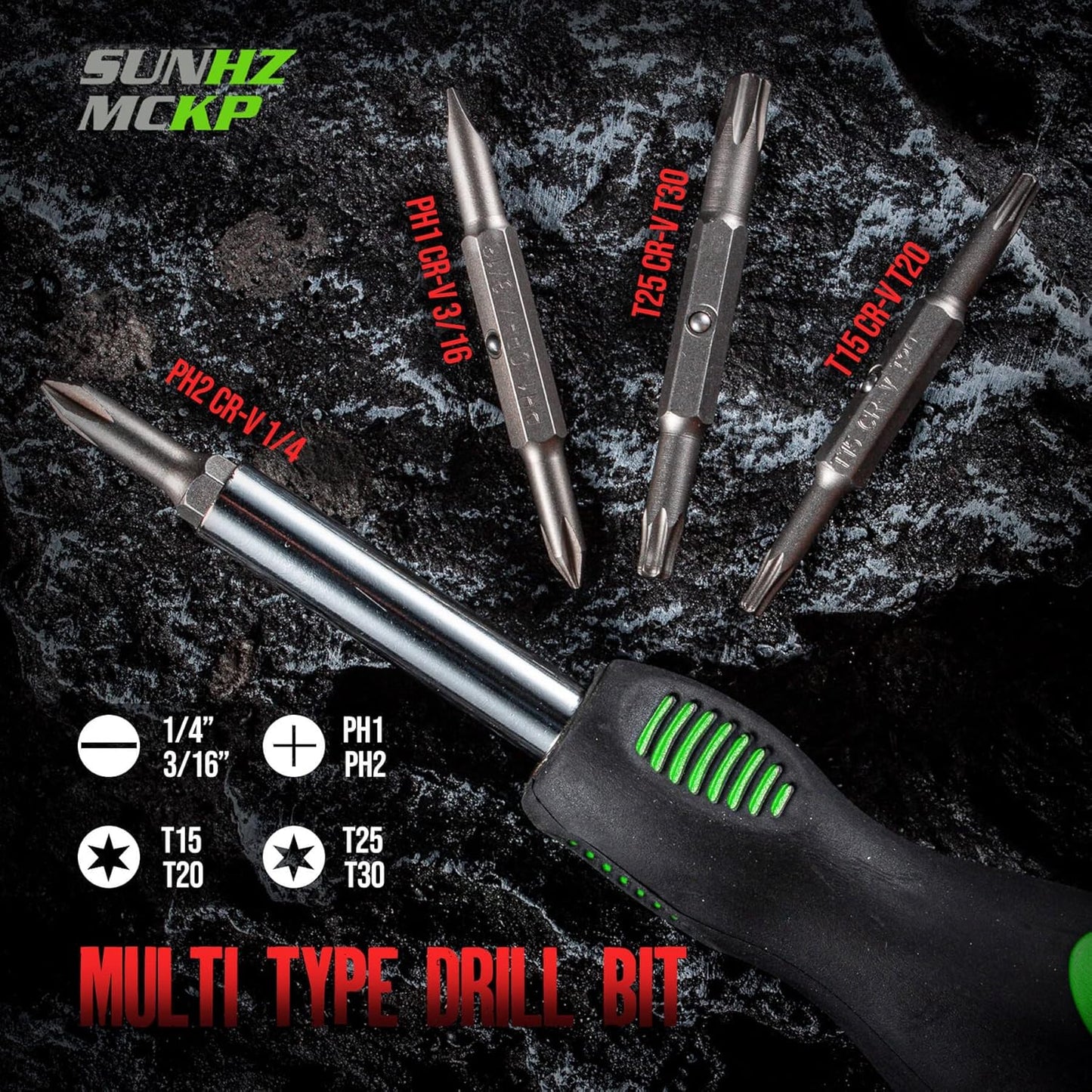 SUNHZMCKP 8 in 1 Screwdriver, Portable multi-purpose screwdriver set,High-Strength Bits, Phillips, Slotted, Torx,Suitable for outdoor and daily repair tools,Practical hand tools