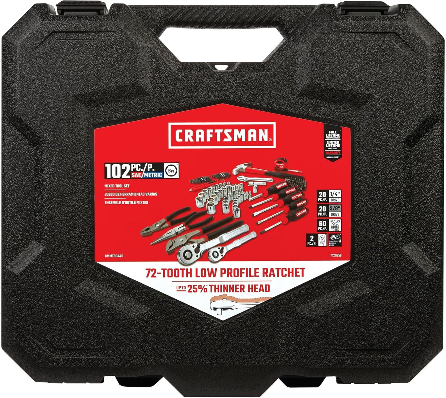 CRAFTSMAN 102-Piece Tool Kit for Home and Car, Durable Hand Tool Set with SAE/Metric Sockets (CMMT99449)