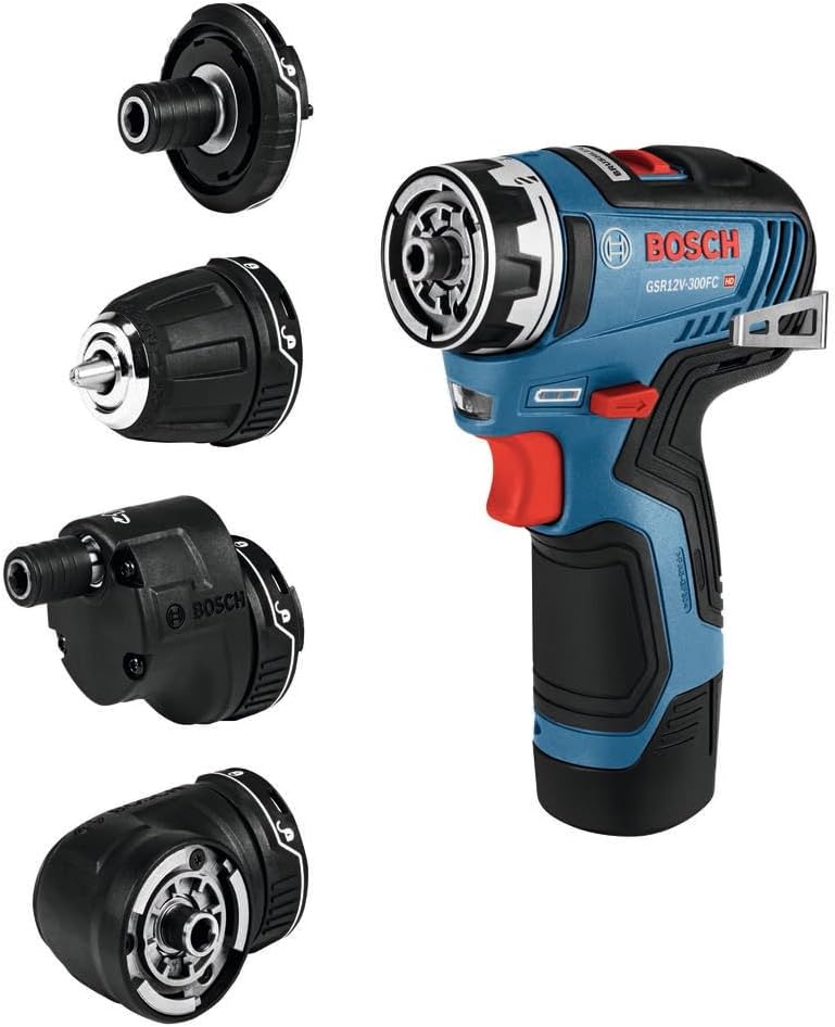 BOSCH GSR12V-300FCB22 12V Max EC Brushless Flexiclick 5-In-1 Drill/Driver System with (2) 2 Ah Batteries