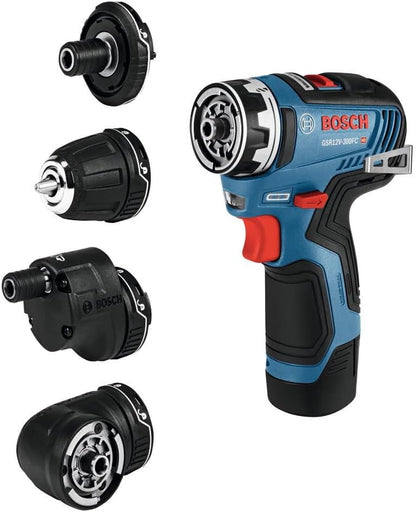BOSCH GSR12V-300FCB22 12V Max EC Brushless Flexiclick 5-In-1 Drill/Driver System with (2) 2 Ah Batteries