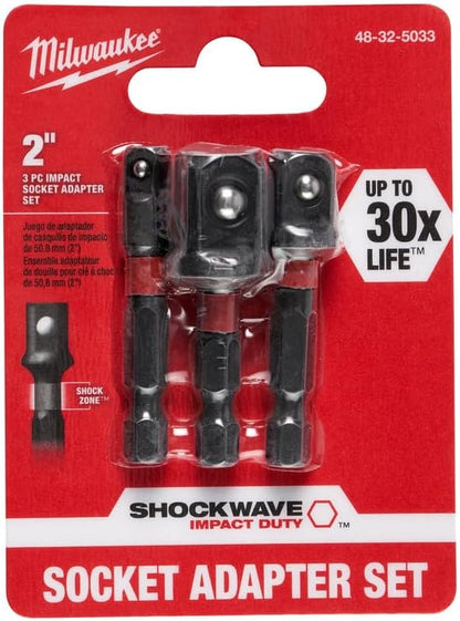 Milwaukee 48-32-5033 Power Drill Bit Extensions Shockwave Socket Adapter Set, 1/4"
