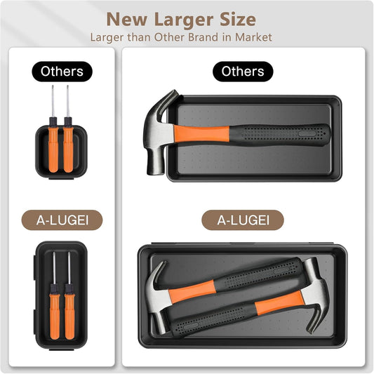 【More Larger Size】A-LUGEI【69Pcs】【5 Size】 Tool Box Organizer Tray Divider Set, 【Black】 Desk Drawer Organizer, Garage Organization and Storage Toolbox for Rolling Tool Chest Cart Cabinet WorkBench Parts