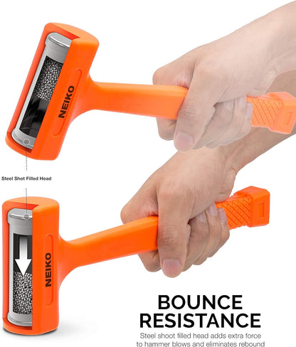 NEIKO 02847A 2 LB Dead Blow Hammer, Neon Orange | Unibody Molded | Checkered Grip | Spark and Rebound Resistant