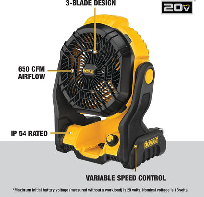 DEWALT 20V MAX Jobsite Fan, Cordless, Portable, Bare Tool Only (DCE512B)