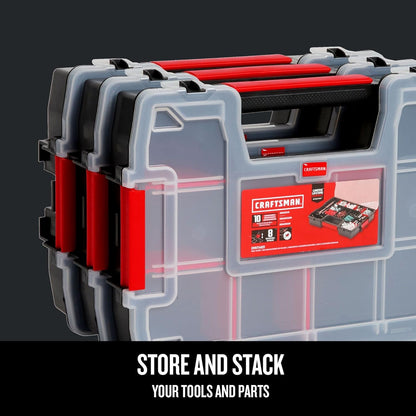 CRAFTSMAN Storage Organizer, Small Parts Organizer, 3-Packs with 10-Compartments, Lid Includes Secure Latch (CMST60964M)