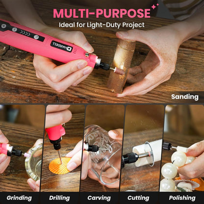 HARDELL Mini Cordless Rotary Tool, 5-Speed 3.7V rechargeable Rotary Tool Kit with 69 Accessories, USB Charging Multi-Purpose Power Tool for Sanding, Polishing, Drilling, Etching, Engraving, DIY Crafts